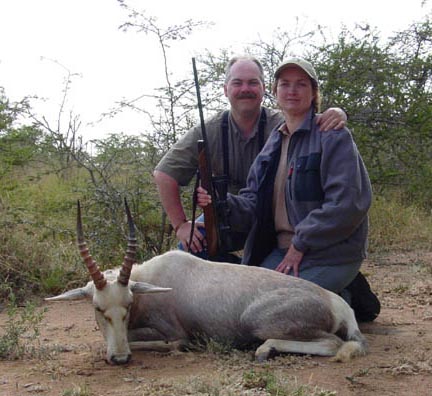 Rhyde and Leesa with a white blesbok taken in South Africa